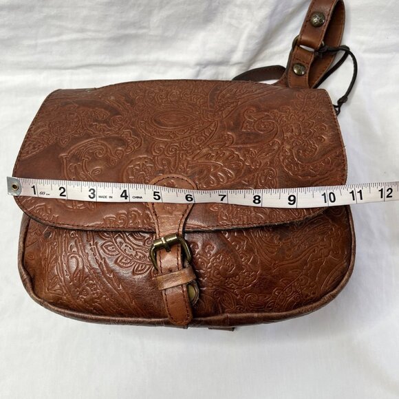 Patricia Nash Tooled Leather Crossbody Western Boho Saddle Bag - Picture 8 of 16